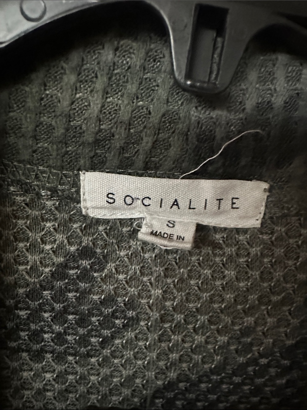 Socialite Women's Camo Open-Front Lightweight Cardigan - Olive Green Size S - Picture 2 of 3